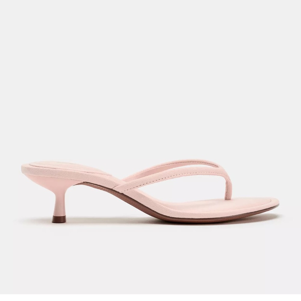Zara Soft Effect Kitten Heel Sandals Soft Pink NWT